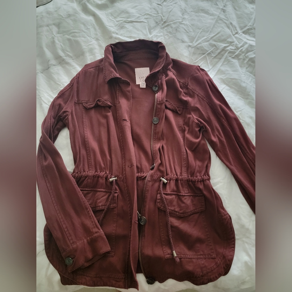 Burgundy Lightweight Military Jacket